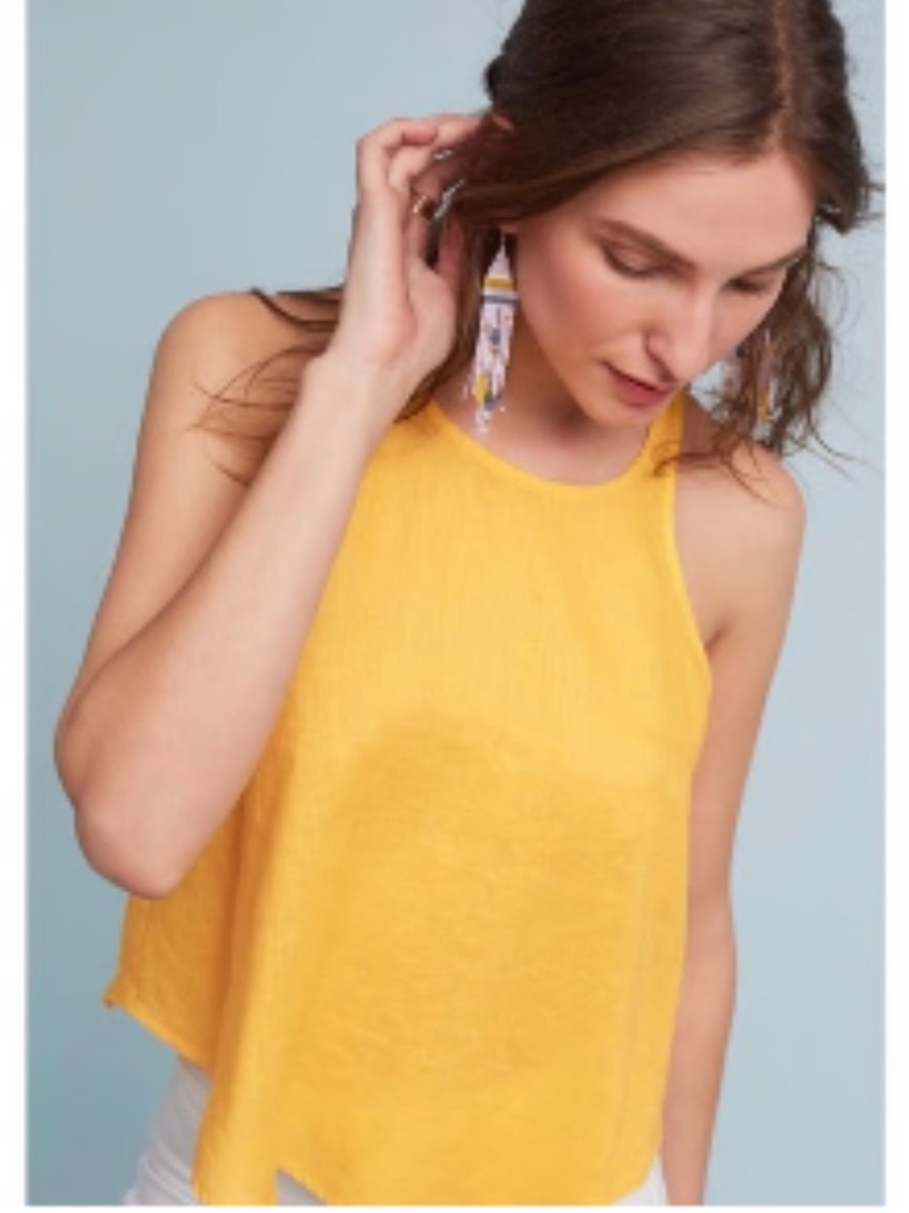 Mave Anthropologie Yellow Linen Tank Top